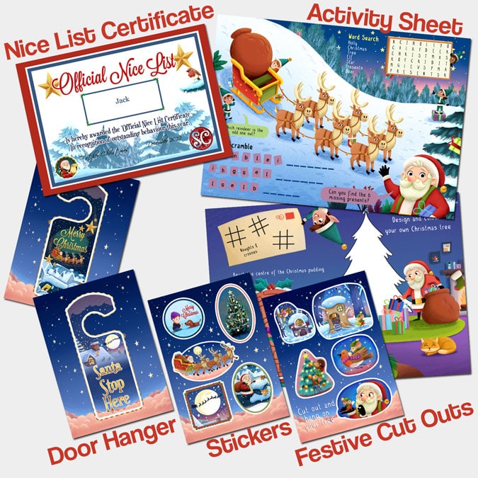 Santa Stop Here Pack Includes Door Hanger Window Hanger & Card To Santa 