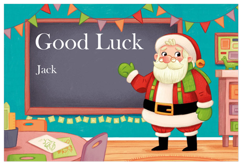 Santa at the Blackboard Postcard Background