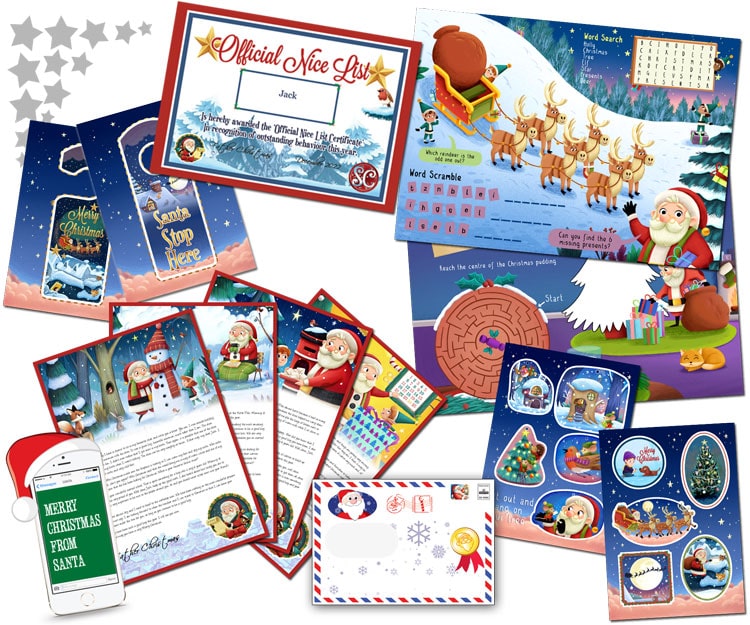 Raffle prize includes a letter, nice list certificate and activity pack
