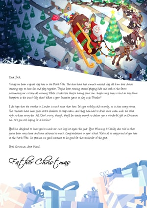 Letter From Santa - Santa flying around the village