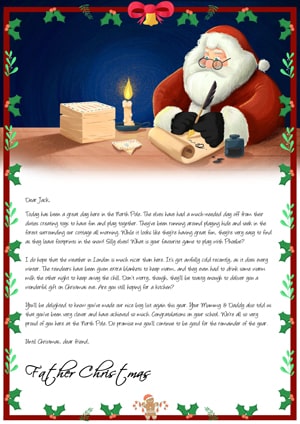 Santa writing reply letters by candle light - Personalised Santa Letter Background
