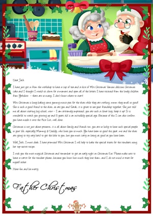 Santa and Mrs Claus in the kitchen - Personalised Santa Letter Background