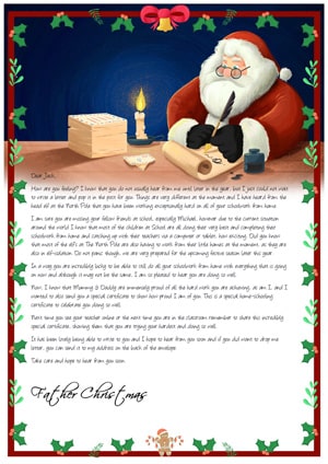 Home School - Santa Writing at his desk - Personalised Santa Letter Background
