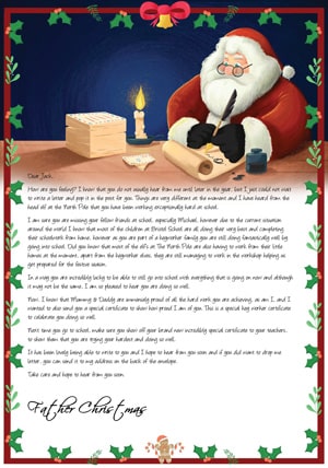 Key Worker - Santa Writing at his desk - Personalised Santa Letter Background