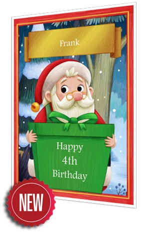 Green Personalised Birthday Card From Santa