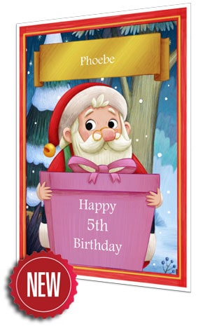 Birthday Card - Pink - 2021 - Personalised Santa Letter Background