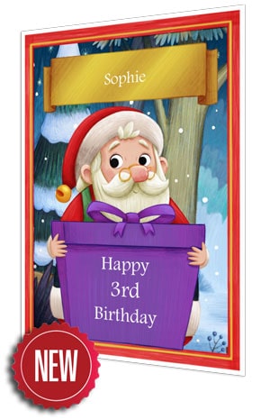 Purple Personalised Birthday Card From Santa