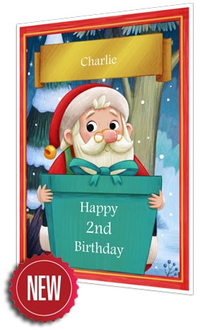 Turquoise Personalised Birthday Card From Santa