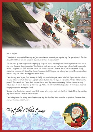 Letter From Santa - Elves sledging competition