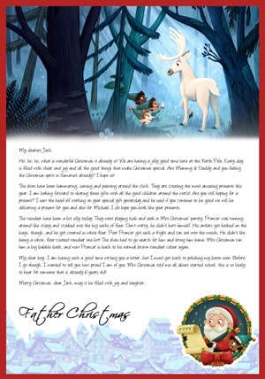 Letter From Santa - White Reindeer