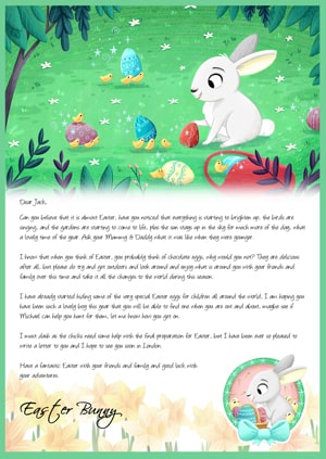 Easter Bunny Hiding Eggs - Personalised Easter Bunny Letter Background