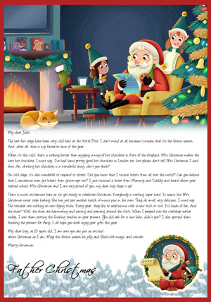 Santa reading next to the fire - Personalised Santa Letter Background