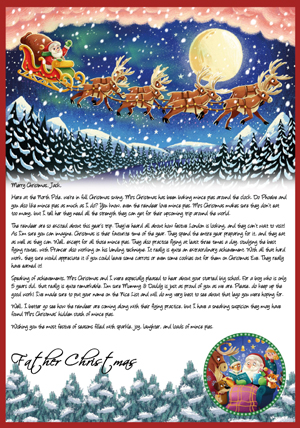 Reindeer training with Santa - Personalised Santa Letter Background