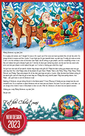 Santa and the Elves packing the sleigh - Personalised Santa Letter Background