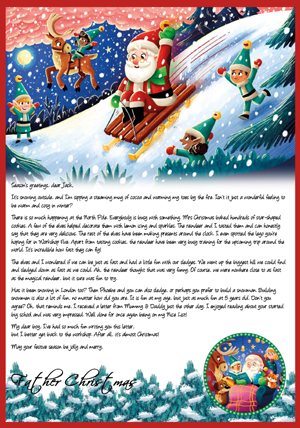 Santa fun in the snow - Personalised Santa Letter Background