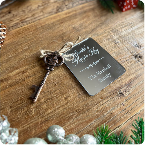 Santa Magic Key - Mirrored Silver - Personalised Santa Letter Background