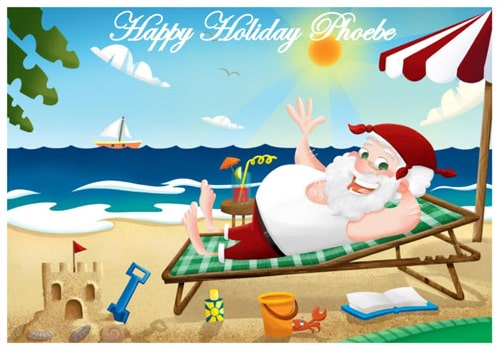 Santa Holiday Postcard - You have been on holiday - Personalised Santa Letter Background
