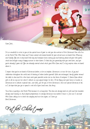 Letter From Santa - 1st Christmas Cot Pink