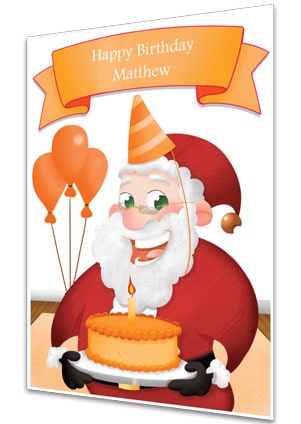 Orange Personalised Birthday Card From Santa