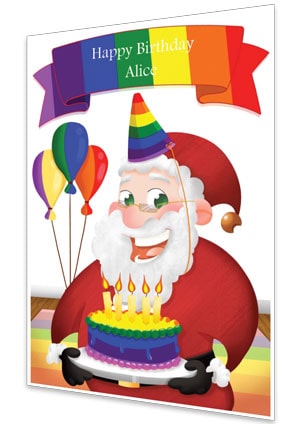 Birthday Card - Rainbow - Personalised Santa Letter Background
