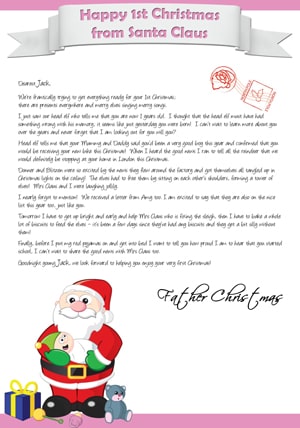 Letter From Santa - 1st Christmas - Pink