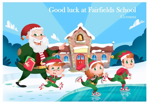 Back To School Postcard - Outside skating - Personalised Santa Letter Background