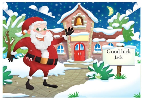 Starting School Postcard - School in Snow - Personalised Santa Letter Background