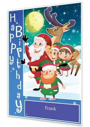 Birthday Card - Blue - 2018 - Personalised Santa Letter Background