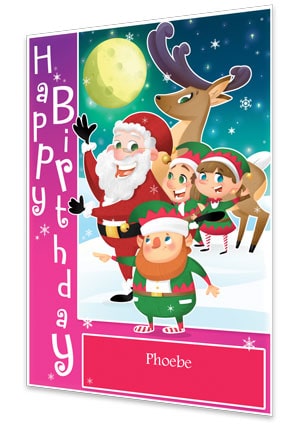 Pink Personalised Birthday Card From Santa