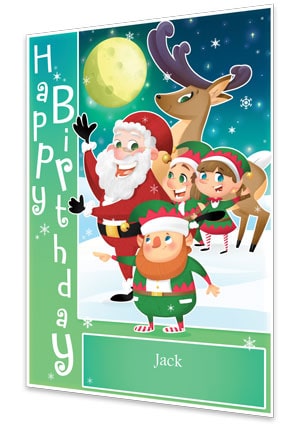 Birthday Card - Green - 2018 - Personalised Santa Letter Background
