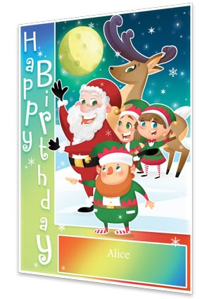 Birthday Card - Rainbow - 2018 - Personalised Santa Letter Background