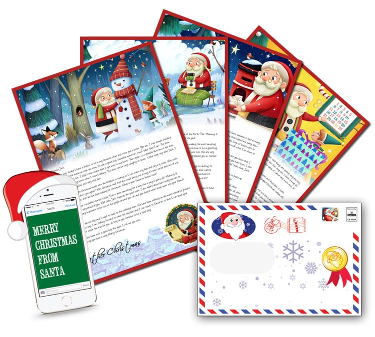Large range of Personalised Santa Letters with Text Message from Santa Claus